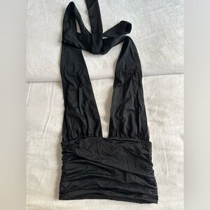 Zara Black Ruched Halter Top